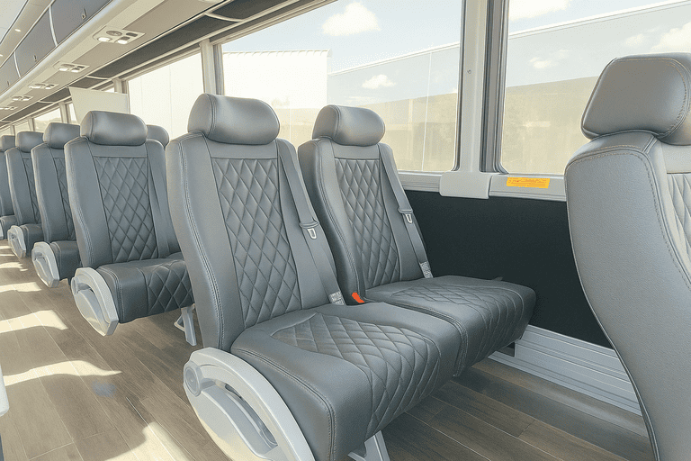 interior of West Jordan Minibus Company charter bus